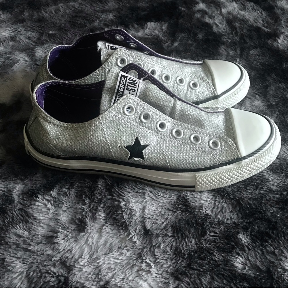 Silver Slip On Converse Sneakers